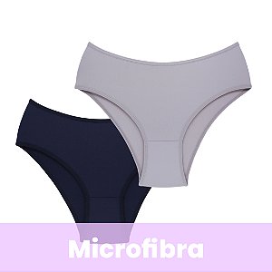 Kit com 2 Calcinhas Cintura Alta de Microfibra com elastano LYCRA®