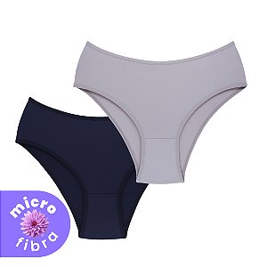 Kit com 2 Calcinhas Cintura Alta de Microfibra com elastano LYCRA®