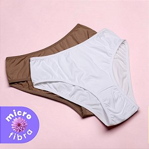 Kit com 2 Calcinhas Cintura Alta de Microfibra com elastano LYCRA®