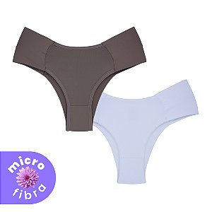 Kit com 2 Calcinhas Lateral Bombom de Microfibra com elastano LYCRA®
