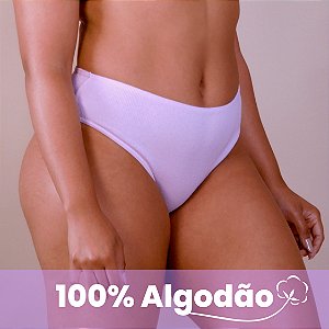 Calcinha Laura Malha Canelada 100% Algodão com Elástico Embutido