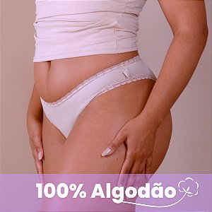 Tanga Baixa com Rendinha 100% Algodão