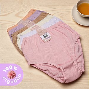 Kit com 6 Calçolas Caneladas 100% Algodão