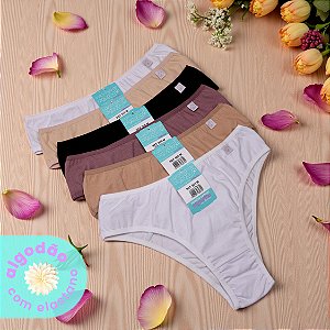 Kit Bela com 6 Tangas Cintura Alta Algodão com Elastano