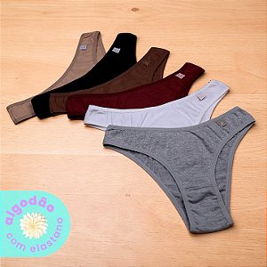 Kit com 6 Tangas Cintura Baixa Algodão com Elastano