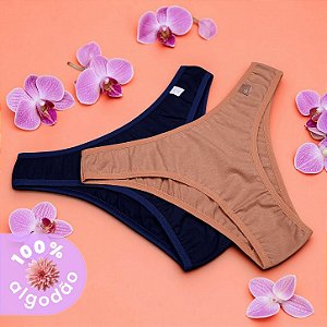 Kit com 2 Tangas Básicas Cintura Baixa Nina 100% Algodão