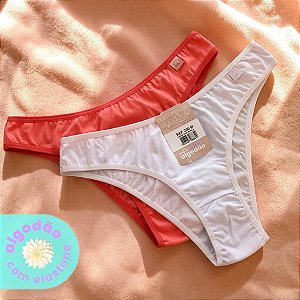 Kit com 2 Tangas Básicas Cintura Baixa Nina 100% Algodão