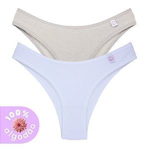 Kit com 2 Tangas Básicas Cintura Baixa Nina 100% Algodão