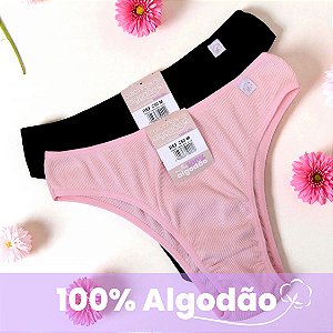 Kit com 2 Tangas Caneladas Alice 100% Algodão