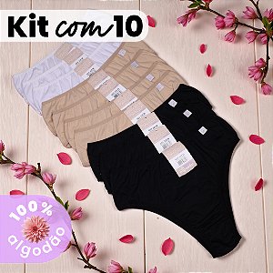 Kit com 10 Tangas Básicas Mari 100% Algodão