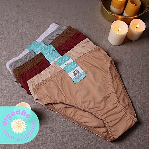 Kit com 6 Calcinhas Cavadas Algodão com Elastano