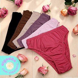Kit com 6 Tangas Alta Clássica Elástico Embutido