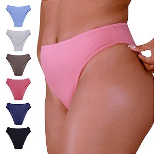 Kit com 6 Tangas Alta Clássica Elástico Embutido