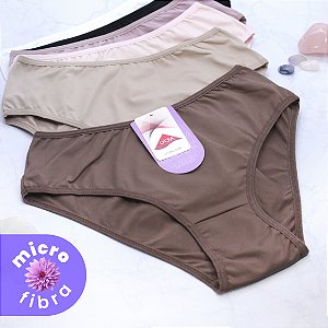 Kit com 6 Calcinhas Cintura Alta de Microfibra com elastano LYCRA®