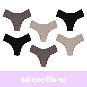 Kit com 6 Calcinhas Lateral Bombom de Microfibra com elastano LYCRA®