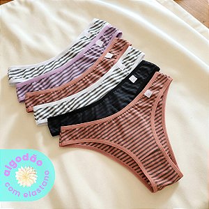 Kit com 6 Tangas de Algodão Listrado Lily