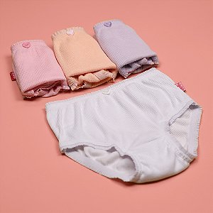 Calcinha Infantil Canelada malha 100% Algodão