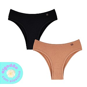 Kit com 2 Tangas Caneladas Maya Algodão com Elastano