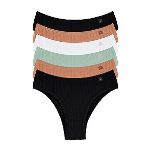 Kit com 6 Tangas Maya Cotton Canelado