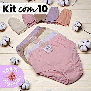 Kit com 10 Calçolas Caneladas 100% Algodão
