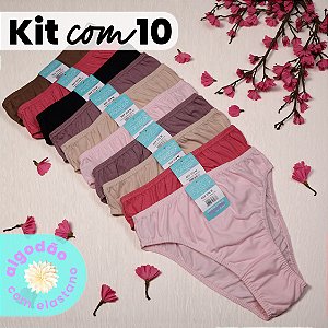 Kit com 10 Tangas Alta Clássica Elástico Embutido