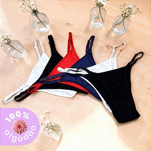 Kit com 6 Calcinhas String 100% Algodão - Cintura regulável
