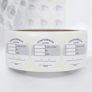 Etiqueta Adesiva Conferência Visto 25x25mm Papel Couchê Rolo 2000 Unidades