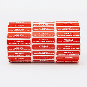 Kit 3 Rolos de Etiquetas "Atenção Medicamento de Alta Vigilância" 40x10mm