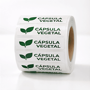 Etiqueta Adesiva CÁPSULA VEGETAL 40x10 mm – Papel Couchê | Rolo com 1000 unidades