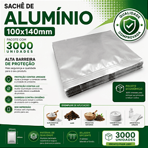 Sachê de Alumínio 100x140mm – Pacote com 3000 Unidades | Alta Barreira de Proteção