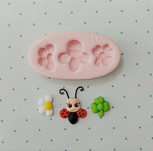 Molde de silicone Kit Joaninha jardim