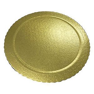 Cake Board Redondo Ouro Lam  35 cm base para bolo laminado