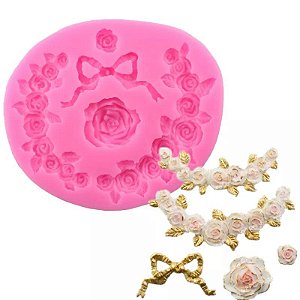 Molde  de silicone Guirlanda de rosas / laço / Rosa