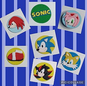 Cortador Rostinhos do Sonic, Tails, Shadow, Amy, Rose, Bota e Knucle e Logo (5 cm)