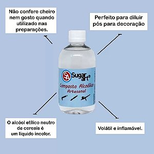 Álcool de cereais Sugar art 60 ml