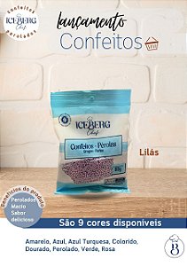 Confeito Miçanga Lilás 80G Iceberg para decoração de doces, brigadeiro, bolo, cupcake