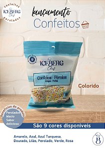 Confeito Miçanga Mix de Cores 80G Iceberg para decoração de doces, brigadeiro, bolo, cupcake