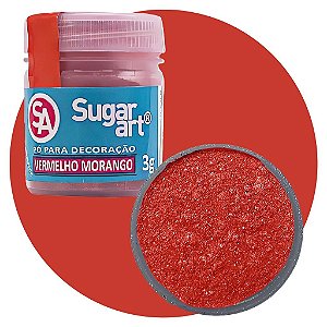Pó Para Decoração Vermelho Morango  SugarArt para doces e bolo