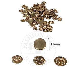 Botão Colchete de Pressão Nº11 Dourado Banho Newault 11mm com 50 Unidades