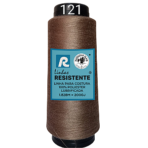 Linha de Costura Cor 121 Madeira 2000J (1.828m) Gramatura 120 Tex 27 Marca Resistente 100% Poliéster