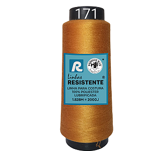 Linha de Costura Cor 171 Ocre 2000J (1.828m) Gramatura 120 Tex 27 Marca Resistente 100% Poliéster