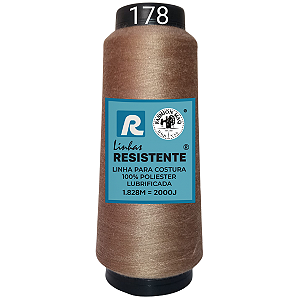 Linha de Costura Cor 178 Orégano 2000J (1.828m) Gramatura 120 Tex 27 Marca Resistente 100% Poliéster