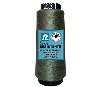 Linha de Costura Cor 231 Exército 2000J (1.828m) Gramatura 120 Tex 27 Marca Resistente 100% Poliéster