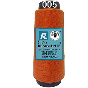Linha de Costura Cor 005 Cenoura 2000J (1.828m) Gramatura 120 Tex 27 Marca Resistente 100% Poliéster