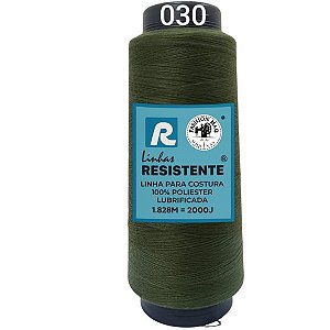 Linha de Costura Cor 030 Musgo 2000J (1.828m) Gramatura 120 Tex 27 Marca Resistente 100% Poliéster
