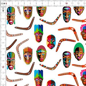 Tecido Avimor Digital Máscaras Africanas