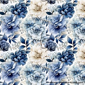 Tecido Tricoline Digital Devaneio Floral Azul 1
