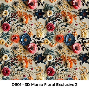 Tecido Tricoline Digital 3D Mania Floral 3