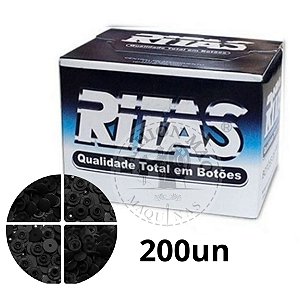 Botão Ritas 12 Preto - 200 unidades