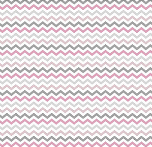 Tecido Tricoline Chevron Rosa com Cinza